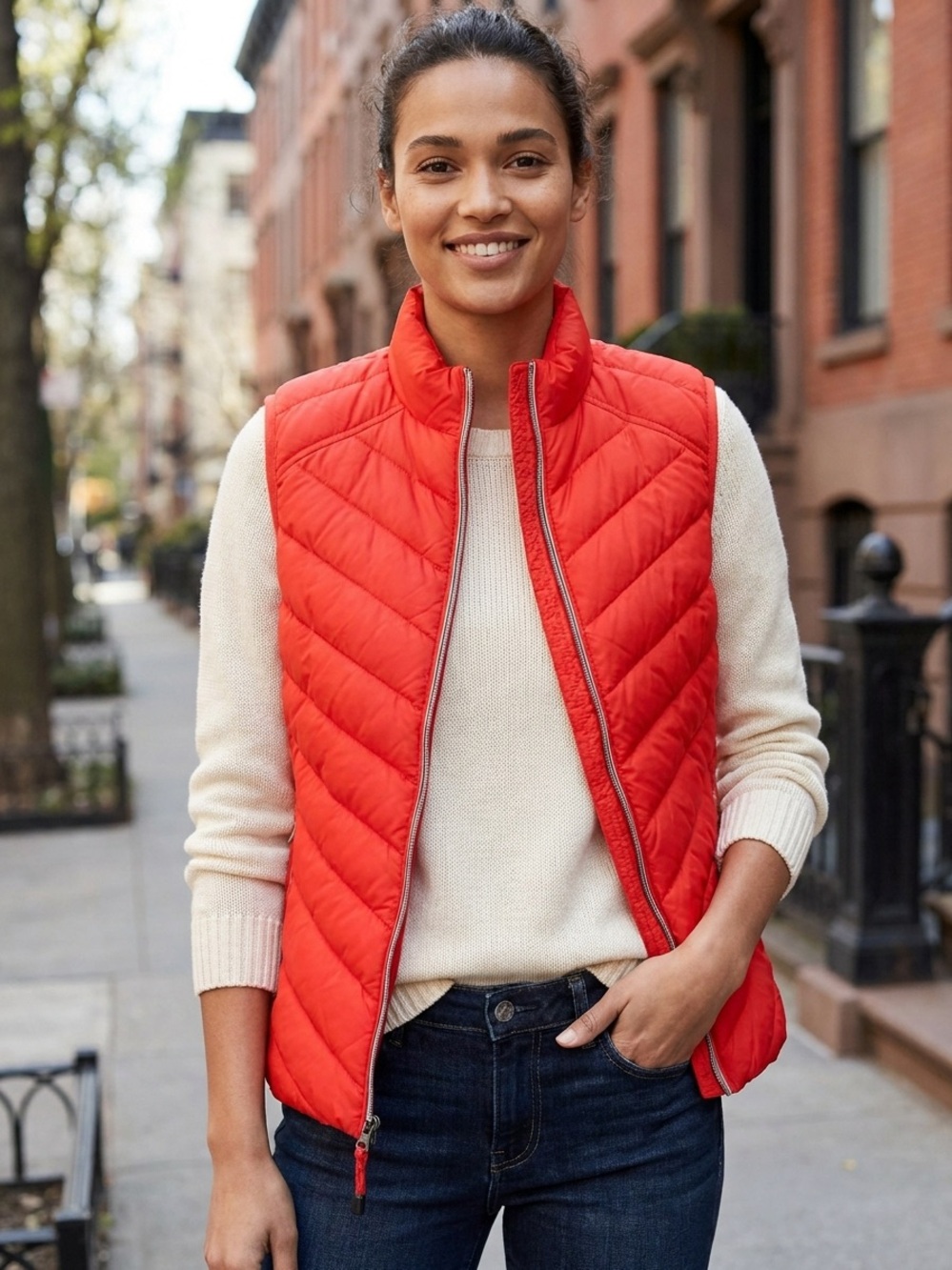 Gap Bright Orange Quilted Puffer Vest
